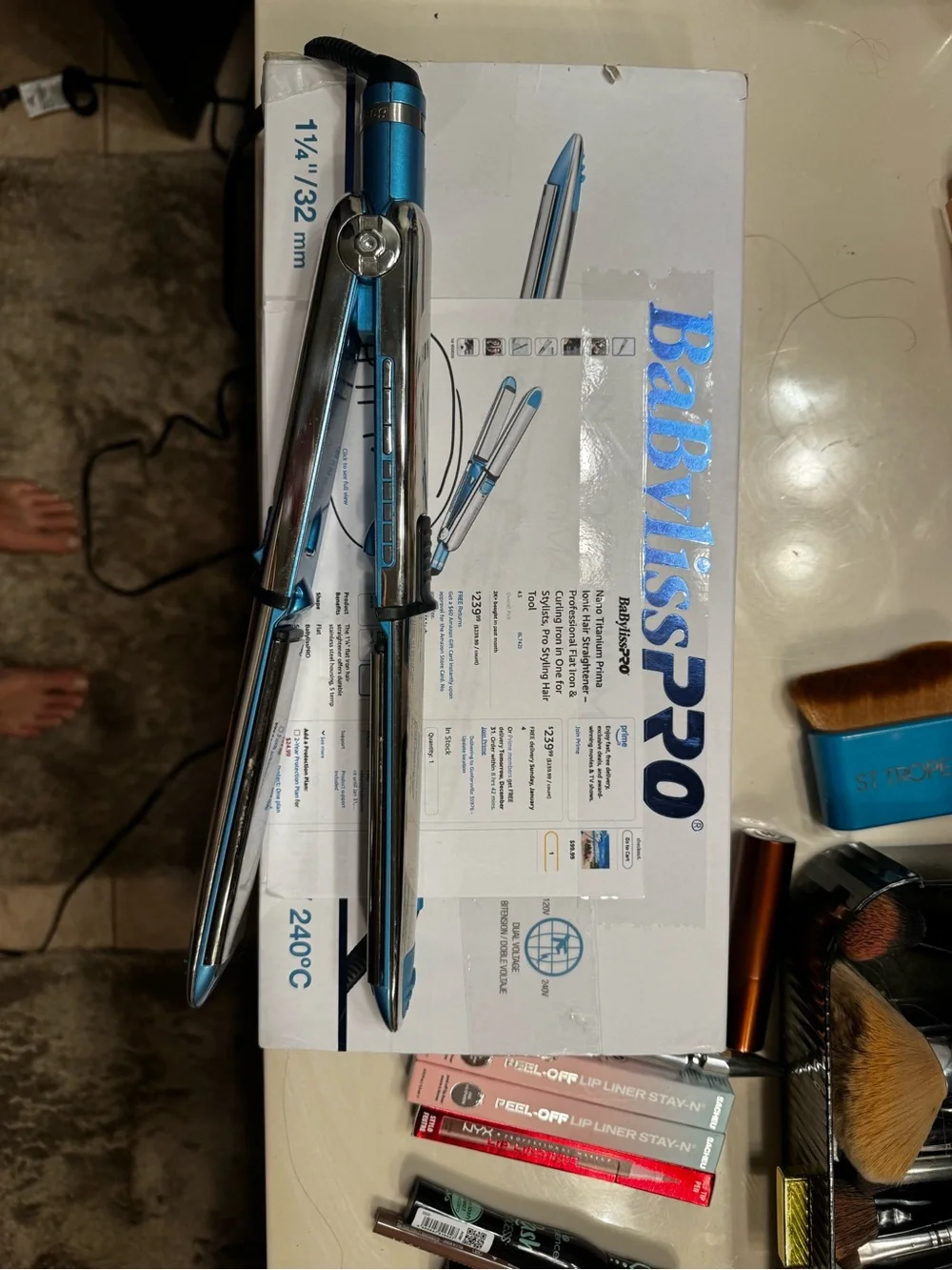 BaBylissPRO Chrome Curling Iron - Silver with Blue Accent